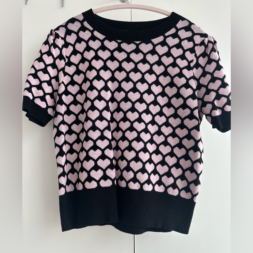 Pink Heart Patterned Sweater